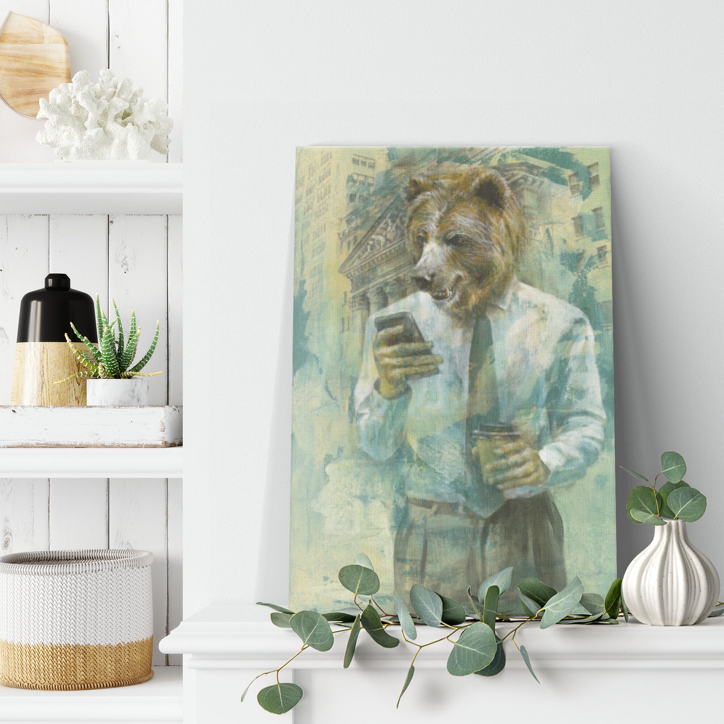 Bear Stock Market Art. Bull and Bear Painting