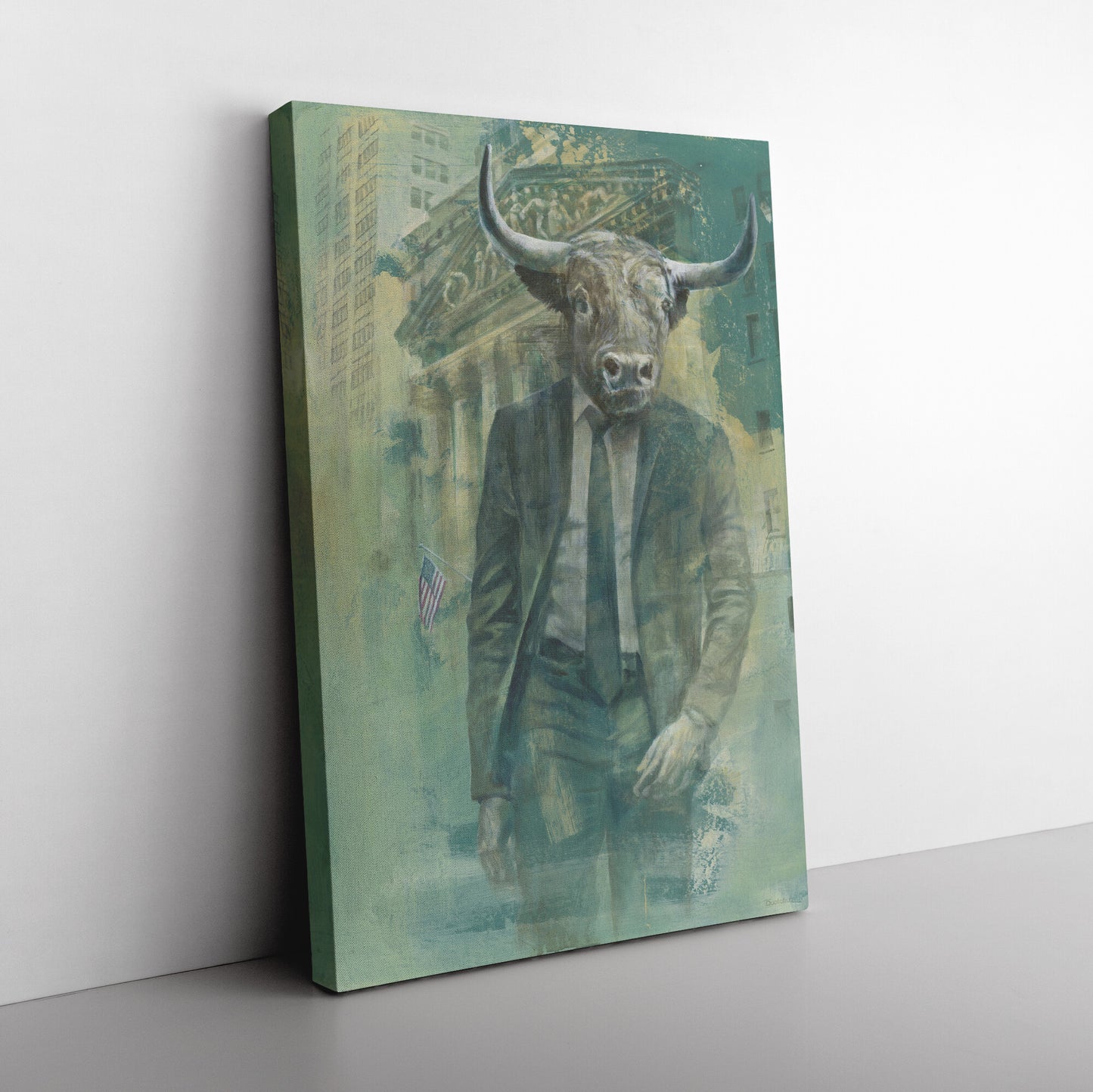 Bull Stock Market Art. Bull and Bear painting. Wall Street poster.