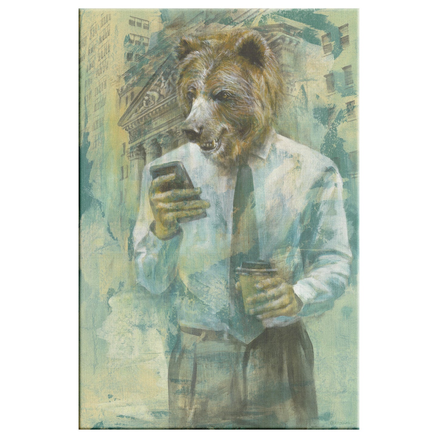 Bear Stock Market Art. Bull and Bear Painting