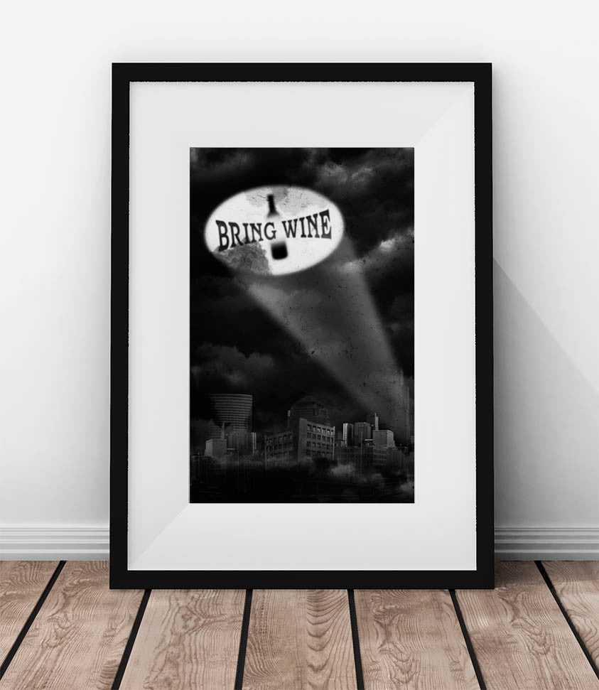 BRING WINE - Wine poster. Wall decor for wine lovers.